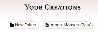 A new button is now available in Your Creations to import creatures